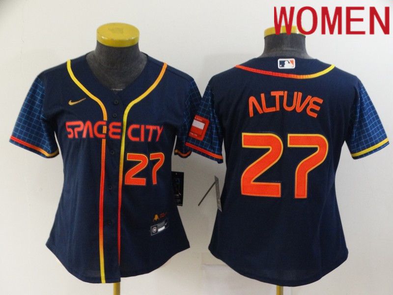 Women Houston Astros #27 Altuve Blue City Edition Game Nike 2022 MLB Jerseys->youth mlb jersey->Youth Jersey